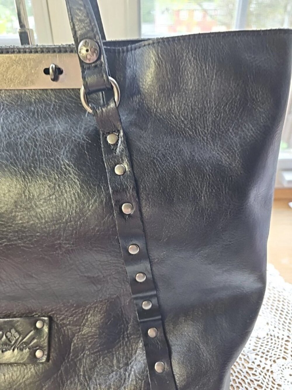 Patricia Nash Benvenuto Large Black Leather Tote Shoulder Bag - Picture 3 of 7